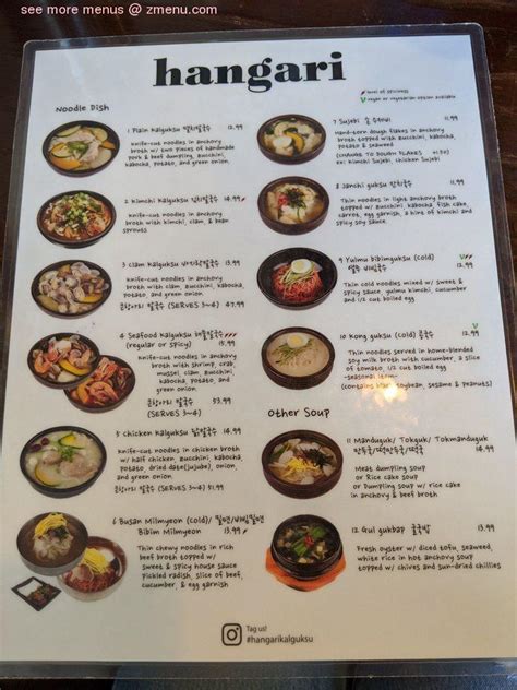 hangari kalguksu menu